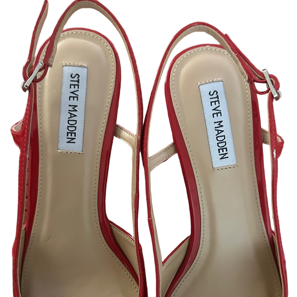 Steve Madden Glossy Red Slingback Heels - Picture 5 of 10